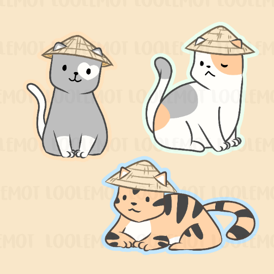 Asian Rice Hat Cats