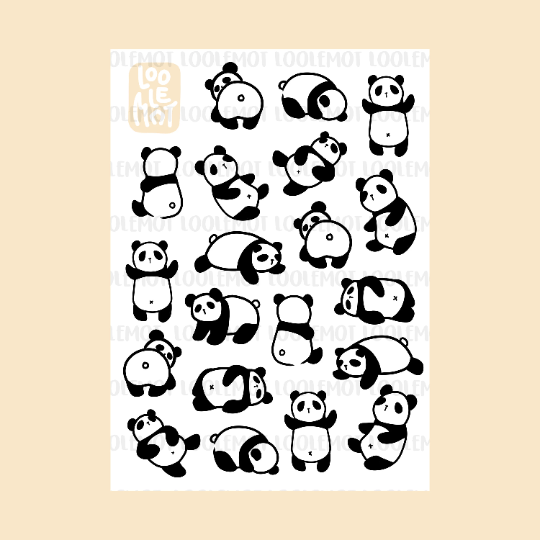 Cute Panda Sticker Sheet | Kawaii Pastel Aesthetic Sticker